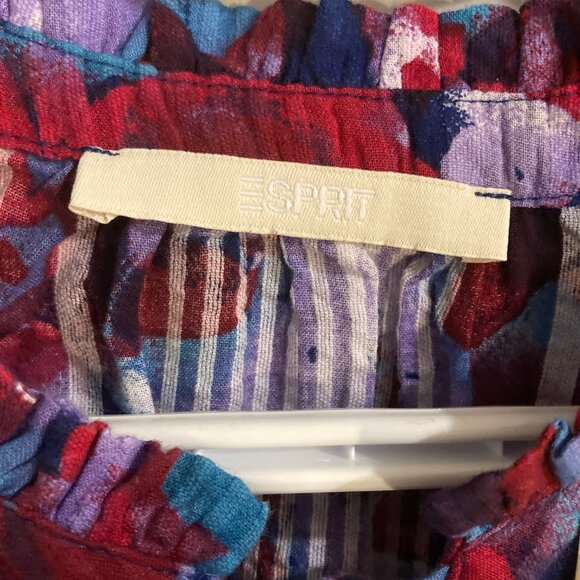 #90 Women's Esprit Cotton Midi Short Sleeve Tie neck Dress, Size Small - Picture 5 of 10